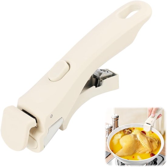 Verwijderbare pannengrepen - Pannengreep - Universele - Schroei- en hittebestendige handgreep - Vervangende handgrepen - antislip handgreep - Ergonomische verwijderbare handgrepen - gebroken wit