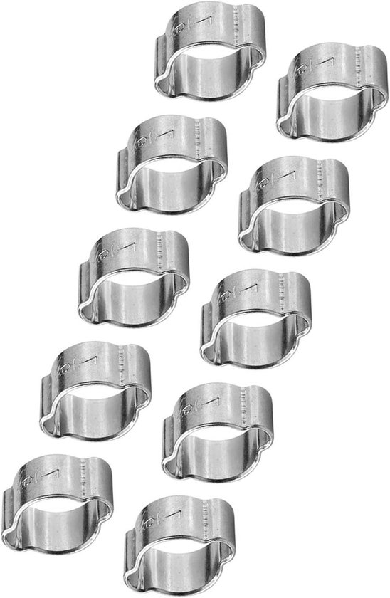 Verzinkt Roestvrij Staal Twee-ear Slang Drive Klem 5-23mm voor Brandstof Benzine Pijp Buis (7-9Mm) - Set van 10 van Merkloos