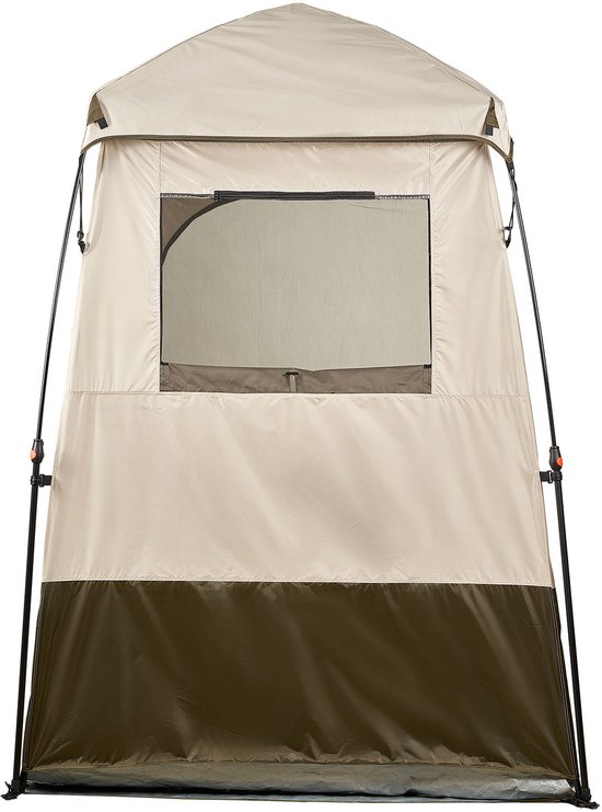 VEVOR 1-Kamer Douchetent, Waterdichte Toilettent (145x145x215 cm), Omkleedtent Incl. Haringen, Touwen, Draagtas En Dwarsbalk, Gemaakt van 210d Oxford-Stof Voor Kamperen, Strand, Vissen, Kaki van Merkloos