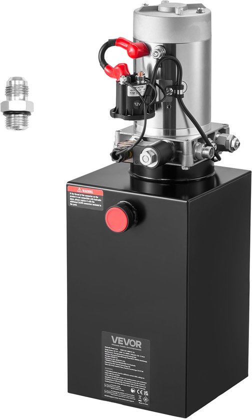VEVOR 10 Qt Hydraulische Krachtbron, Enkelwerkende Kipperaanhangerpomp, Maximale Openingsdruk 22 Mpa en Debiet 3,4 L/Min, 12 V DC Hydraulische Pomp met Metalen Reservoir voor Kipperaanhangers, Zwart van Merkloos
