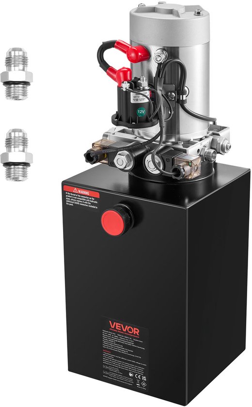 VEVOR 12 Qt Hydraulische Krachtbron, Dubbelwerkende Kipperaanhangerpomp, Maximale Openingsdruk 22 Mpa en Debiet 3,4 L/Min, 12 V DC Hydraulische Pomp met Metalen Reservoir voor Kipperaanhangers, Zwart van Merkloos