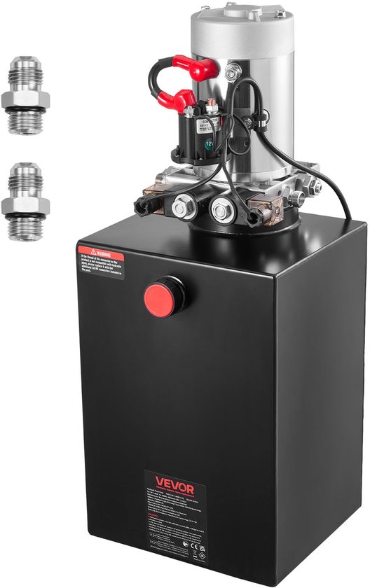 VEVOR 20 Qt Hydraulische Krachtbron, Dubbelwerkende Kipperaanhangerpomp, Maximale Openingsdruk 22 Mpa en Debiet 3,4 L/Min, 12 V DC Hydraulische Pomp met Metalen Reservoir voor Kipperaanhangers, Zwart van Merkloos