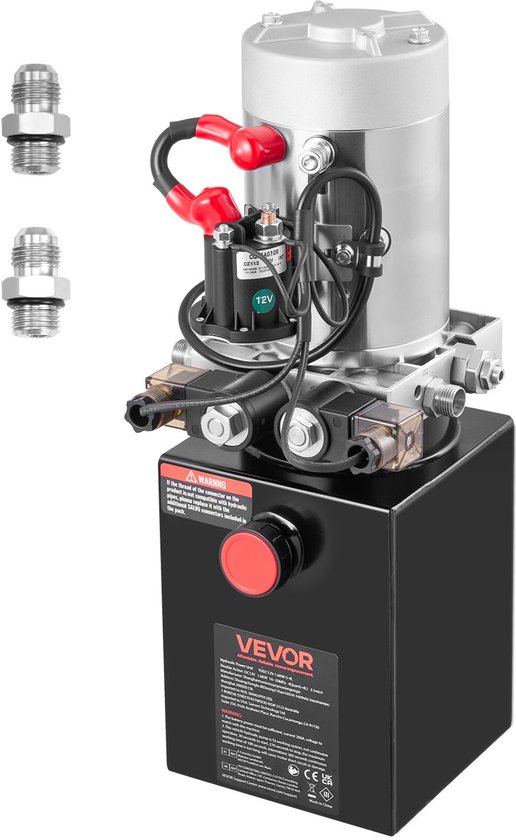 VEVOR 4 Qt Hydraulische Krachtbron, Dubbelwerkende Kipperaanhangerpomp, Maximale Openingsdruk 22 MPa en Debiet 3,4 L/min, 12 V DC Hydraulische Pomp met Metalen Reservoir voor Kipperaanhangers, Zwart