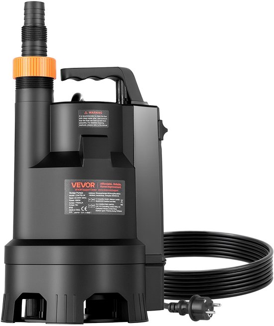 VEVOR 690w Dompelpomp, 17500l/U, Pp-Gf20 Vuilwaterpomp voor Afvalwater, Vuil Water En Schoon Water met Automatische Vlotterschakelaar, 9m Opvoerhoogte, voor Zwembaden, Vijvers En Overstroomde Gebieden
