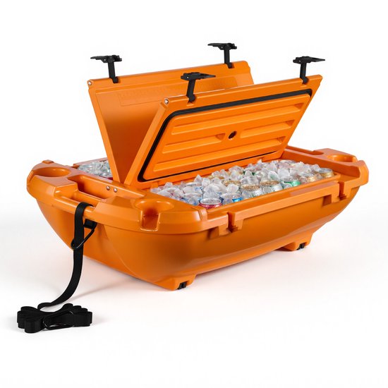 VEVOR Amfibische Drijvende Koelbox, 37,9 Liter Drijvende Drankkoeler Met Droog Compartiment en Trekkoord voor Water en Land, Kantelbare Koelcontainer Gemaakt Van Lldpe voor Zwembad, Rivier, Meer, Strand, Zee, Feestjes, Oranje van Vevor
