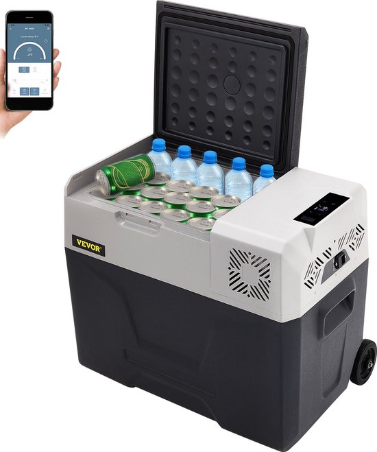 VEVOR Auto Koelkast Compressor 22,4x14,5x19 Inch Auto Koelkast Mini 40l Mini Koelkast Met Scherm Met Digitale Bedieningspaneel, EfficiëNte Koeling en Schokbestendigheid voor Gebruik Binnen en Buiten van Merkloos