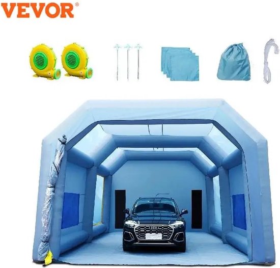 VEVOR - Blauwe opblaasbare verfcabine - met blazers - Color: 4x2.2x2.35m - 25kg van VEVOR