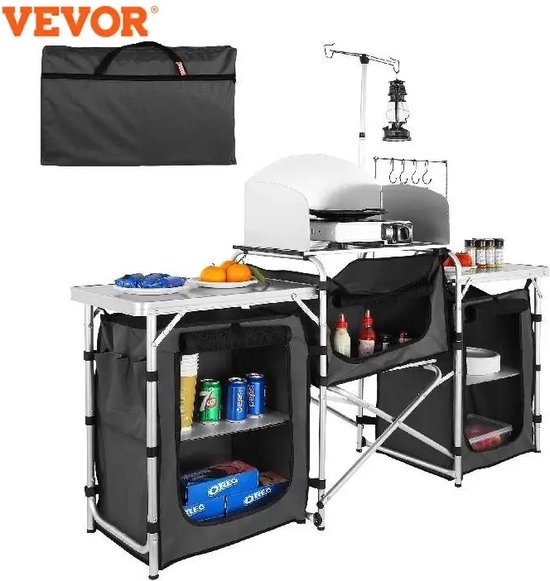 Vevor - Camping Buiten Keukenkastje - Opvouwbaar - Campingkast - Tuinkast - Tuin Keukenkast - 174 x 46 x 176cm - Met Opbergtas van Vevor