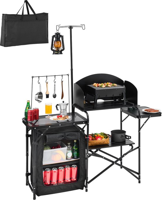 VEVOR Camping Keukentafel Draagbare Kooktafel 1 Kast Buiten Picknick
