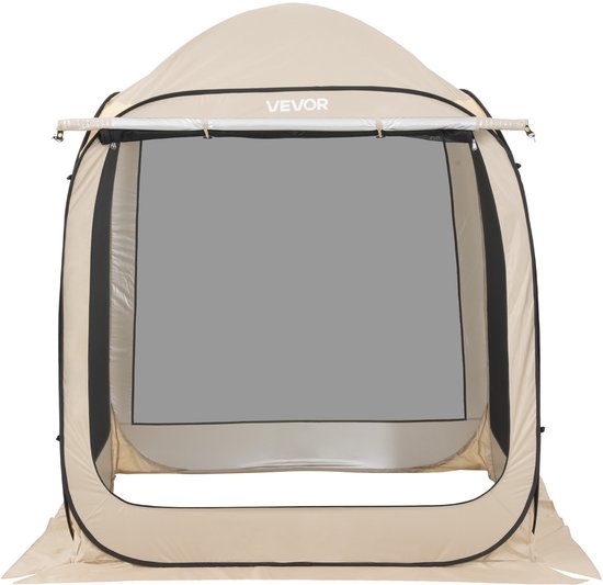 VEVOR Campingtent, 182,88 x 182,88 x 219,4 cm, pop-up tent met uitschuifbare luifel, draagbare partytent voor 4-6 personen, incl. draagtas en zijwanden, voor terras en buitenactiviteiten, beige van Merkloos