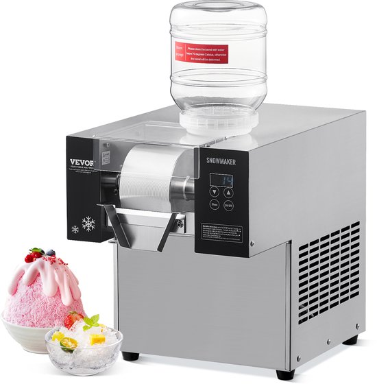 VEVOR CommerciëLe Sneeuwvlokijsmachine 80 KG/24 UUR Ijsscheerapparaat Roestvrij Staal van VEVOR