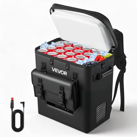 VEVOR Compressor Koelbox 13 L, Elektrische Autokoelkast, Mini Koelbox -6 °C tot 10 °C, 12/24 V DC, Draagbare Reiskoelkast voor Kamperen, Reizen, Auto, Vrachtwagen, Camper, SUV en Boot van Vevor