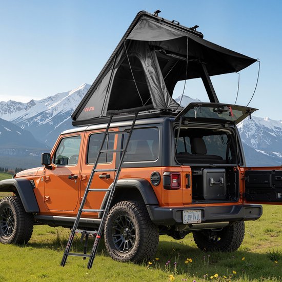 VEVOR Daktent Hard Shell, 2-3 Persoons Aluminium Daktent Hardshell met Tri-Color LED Licht & Dik Mattres, Waterdicht Winddicht Overland Kachet Dakkluizendrager Geschikt voor Jeep SUV Pickup van Vevor
