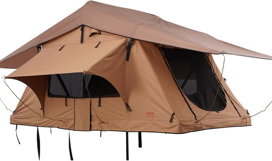 VEVOR Daktent met Harde Schaal, Autotent voor 2-3 Personen, Opvouwbare Daktent met Harde Schaal, Verstelbare Telescopische Laadtrap en Matras, Waterdicht en UV-Beschermend voor Jeep, SUV, Bestelwagen en Pick-Up