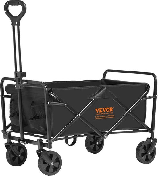Vevor - Deeper Festival Trolley - Verstelbare stuurstang - 600D Oxford Cloth with PVC Coating - lron Frame - Wagon for Camping Shopping Garden - 220 lbs capaciteit - Zwart van Merkloos