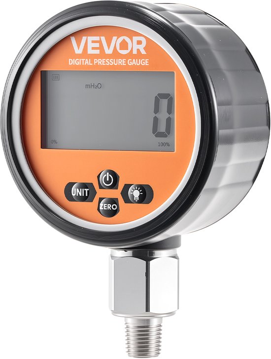 VEVOR Digitale Hydraulische Drukindicator, 0-700 Bar (0-10000 PSI) Hydraulische Drukgevoeligheid, Manometer Tester met NPT Basisingang voor Grader Bouwmachine, Waterdichte Chromstalen Gehuis