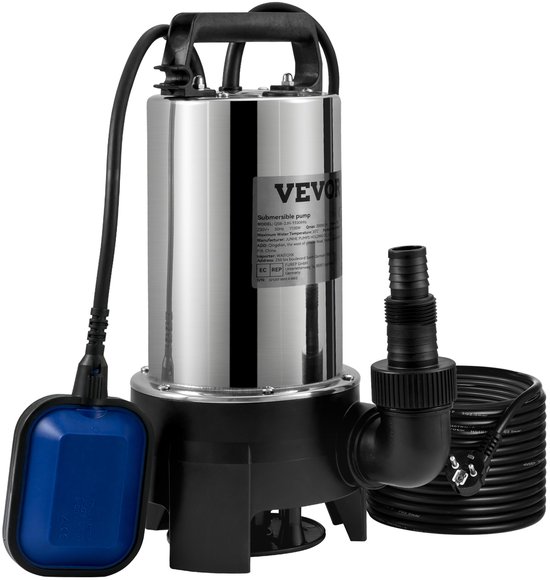 VEVOR Dompelpomp 1100w Vuilwaterpomp 230v Tuinpomp Debiet 333,3l/Min Vuilwater Pompen Ipx8 Uitlaat Kan Worden Afgesneden Om Water Uit Zwembaden van Vevor