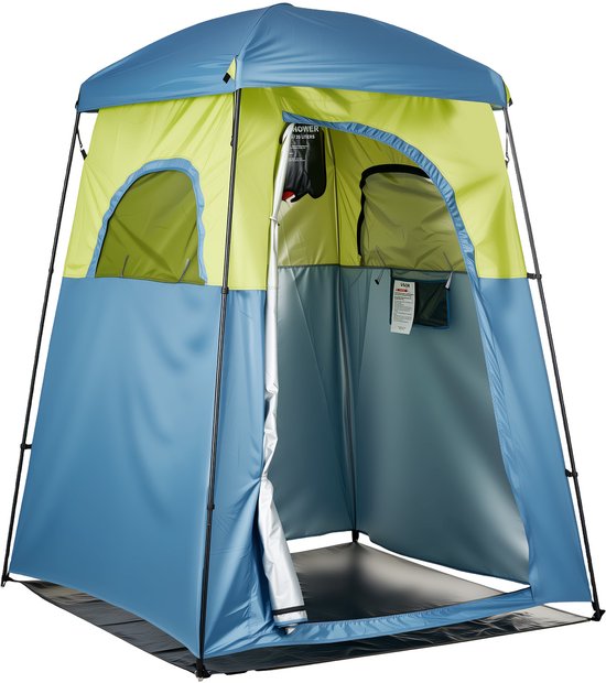 VEVOR Douchetent met 1 Ruimte & Douchezak, Toilettent (1676x1676x2184 mm) Omkleedtent Incl. Haringen & Touwen & Draagtas & Steunpalen, Gemaakt van 150d Oxford-Stof Voor Kamperen, Strand, Vissen, Groen van Merkloos