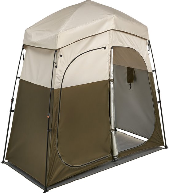VEVOR Douchetent Toilettent (2140x1120x213 cm) met Privacyscherm & 2 Kamers, Omkleedtent Incl. Haringen & Touwen & Draagtas, Privacyschermtent Gemaakt van 150d Oxford-Stof Voor Kamperen, Strand En Vissen van Merkloos