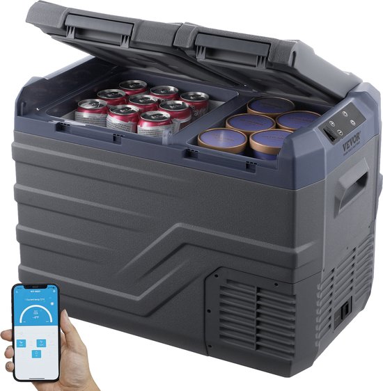 VEVOR Draagbare Koelkast Met Vriesvak Auto 32l Dubbele Zone Draagbare 60w Koelbox van Merkloos