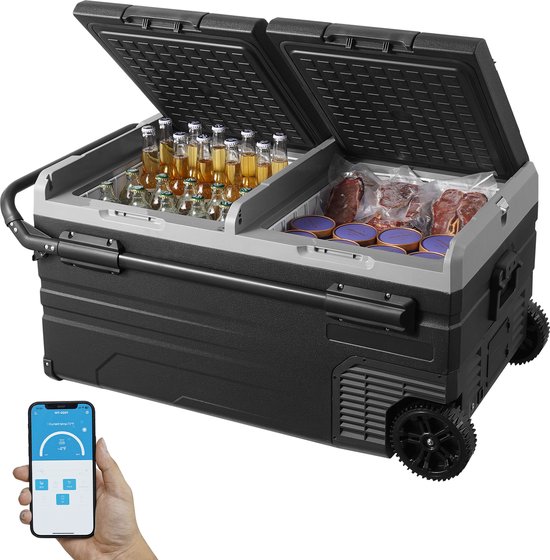 VEVOR Draagbare Koelkast Met Vriesvak Auto 95l Dual Zone Draagbare 80w Koelbox van Merkloos