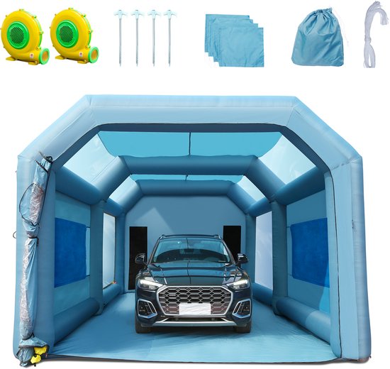 VEVOR Draagbare Opblaasbare Spuitcabine 7.3x3.8x2.8M Diy Spuitverf 750 960W Anti-Spray Verfcabine voor Doe-Het-Zelfprojecten Hobby Verfmachine van Merkloos