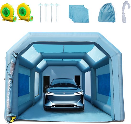 VEVOR Draagbare Opblaasbare Spuitcabine Verfcabine 480 950W 6,8x3,5x2,8M Anti-Spray Verfcabine voor Doe-Het-Zelfprojecten Hobby Verfmachine