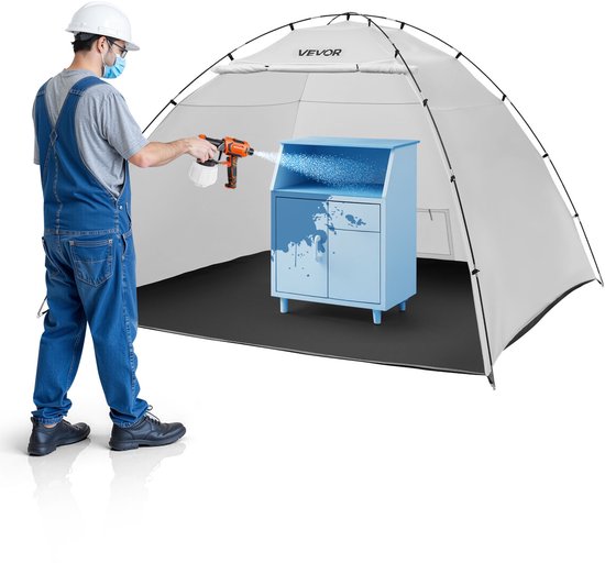 VEVOR Draagbare Spuitcabine-tent (295x292x202 cm Werkoppervlak) Spuitcabine-tent voor Spuitverven, Waterdichte Spuitcabine met Geïntegreerde Vloer en Oproldeur voor Kasten, Stoelen en Tafels van Merkloos