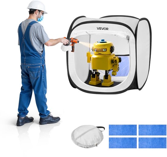 VEVOR Draagbare Spuitcabine-tent (Werkoppervlak 40.5 x 40.5 x 43 cm) Pop-up Spuitcabine-tent voor Spuitverven, Waterdichte Spuitcabine voor Kleine Modellen, Sculpturen, Vazen, Fotolijsten, Pop-upontwerp