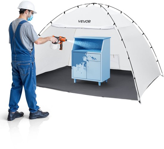 VEVOR Draagbare Spuitcabinetent (293x230x188 cm Werkoppervlak) Spuitcabinetent voor Spuitverven, Waterdichte Spuitcabine met Geïntegreerde Vloer en Oproldeur voor Kasten, Stoelen en Tafels van Merkloos