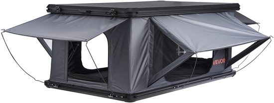 VEVOR Hard Shell Daktent voor 2-3 Personen, Aluminium Kampeertent met Driekleurige Led-Verlichting & 2 Ramen, Waterdicht & Winddicht, voor Jeep SUV Pick-Up 212 X 132 X 95 cm (Uitgeklapt)