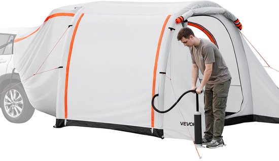 VEVOR Inflatables SUV Tent met Schaduw, 2,44 X 2,04 m 3-Season Suv Tailgate Tent met Geventileerde Deuren & Mesh Raam, Pu2000mm Waterdichte Autoachterkant Tent voor Buitenkampen - Luchtverf Pomp Ingeschakeld