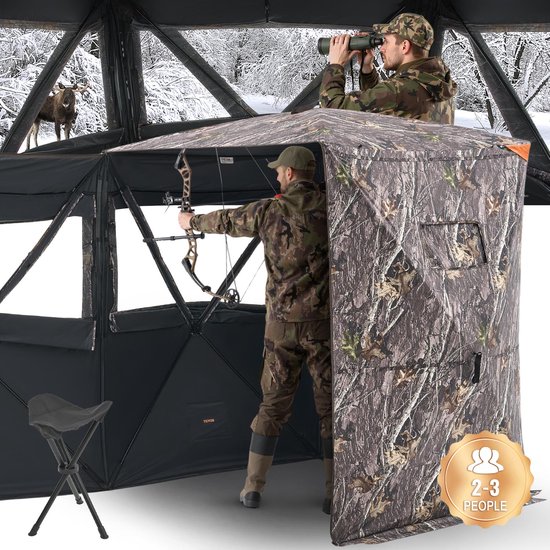 VEVOR Jachttent Jachthut voor 2-3 Personen met Draagtas Camouflage Tent Konijn