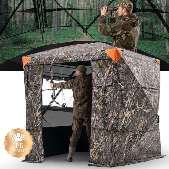 VEVOR Jachttent Jachthut voor 4-5 Personen Draagtas Camouflage Tent Grondzeil van Merkloos
