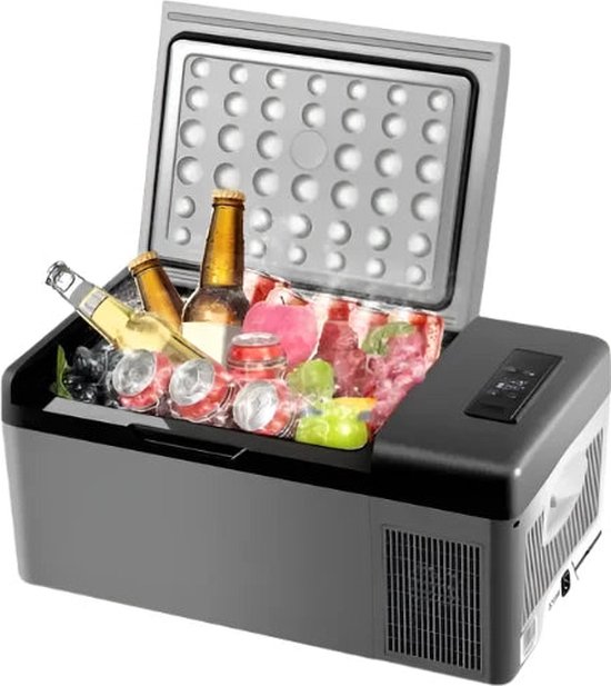 Vevor - Mini koelkast - Mini koelkast voor drankjes - Mini auto koelkast - Draagbare koelbox voor kamperen - 15L - 12V/24V DC - 110-240V AC - 45W - Grijs van Merkloos