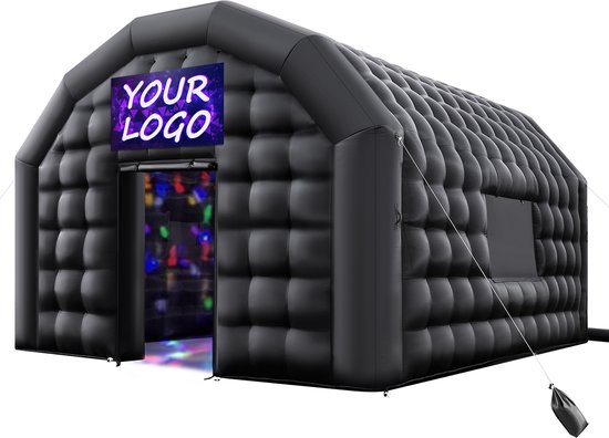 VEVOR Opblaasbare Feesttent 5,4x5x4,25 M, Kubustent voor Discotheek, Paviljoen Bruiloftstent met 680w Blower, Zandzak, 2 Ramen voor Evenementen, Verjaardagen, Bruiloften, Zwart