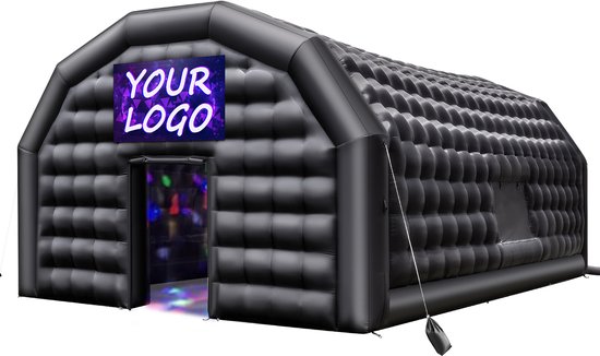 VEVOR Opblaasbare Feesttent 8x6x4 M, Kubustent voor Discotheek, Paviljoen Bruiloftstent met 1100w Blower, Zandzak, 2 Ramen voor Evenementen, Verjaardagen, Bruiloften, Zwart van Merkloos