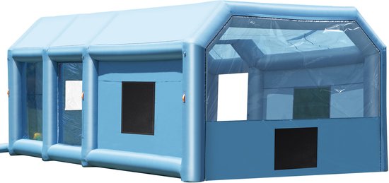 VEVOR Opblaasbare Spuitcabine 10 x 6,4 x 4,5 M Opblaasbare Spuitcabine met 1100 W + 750 W Krachtige Blazer en Luchtfiltersysteem, Draagbare Autolakcabine voor Vrachtwagens