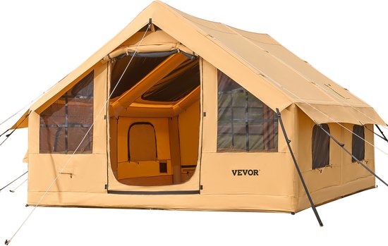 VEVOR Opblaasbare Tent voor Kamperen 5-8 Personen Glamping Tent 4x3x2.2m Geel van Merkloos