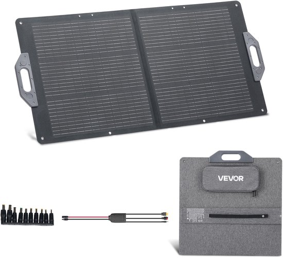 VEVOR Opvouwbaar Zonnepaneel 100w, Draagbare Zonneoplader met 24% Hoog Rendement, Monokristallijne Zonnemodule met Mc4-Uitgang, Usb-A-, Type-C- en Dc-Poorten, Ip65, voor Powerstations, Kamperen en Wandelen. van Merkloos