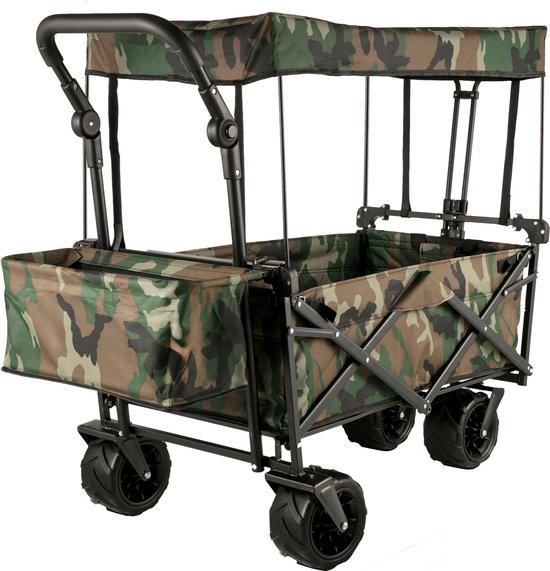 VEVOR Opvouwbare Bolderkar-Tuinwagen met Dakje en 2 Klittenbandsluitingen-Max. Draagvermogen 100 kg-Tuinkar met 4 Universeel Wielen-Kamperen-Barbecues-Picknick-Camouflage van VEVOR