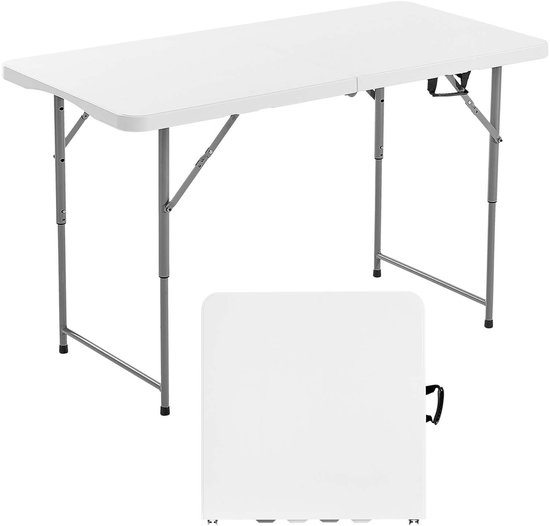 VEVOR Opvouwbare Tafel Draagbare Picknicktafel Buffettafel Kunststof 122cm Wit