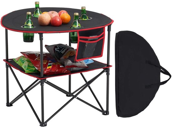 VEVOR Opvouwbare Tafel Draagbare Picknicktafel Buffettafel Oxford Stof 72cm Zwart
