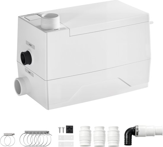 VEVOR Pompstation 800 W 7200 L/U Afvalwaterpompstation met 8 m Opvoerhoogte, Wit, Afvalwaterpomp met 3 Inlaten voor Afvalwaterafvoer in Kelder, Keuken, Gootsteen, Douche, Bad en Wasruimte