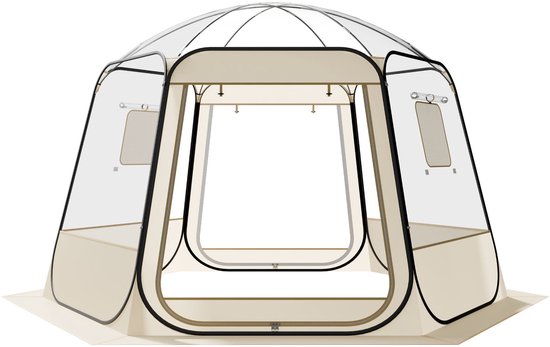 VEVOR Pop-Up Bubble Tent, 336x305x220 cm, Transparante Kampeertent, Tuinkoepel Iglo Tent met Ramen, 540° Panoramisch Uitzicht, voor 8-10 Personen, Terras, Achtertuin