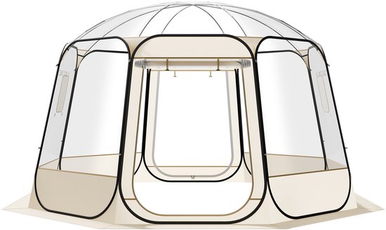 VEVOR Pop-up Bubble Tent, 366 x 345 x 220 cm, Transparante Kampeertent, Tuinkoepel Iglo Tent met Ramen, Sporttent, 540° Panoramisch Uitzicht, voor 10-12 Personen, Terras, Achtertuin van Merkloos