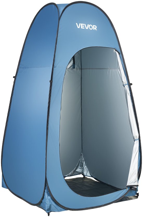 VEVOR POP-Up Douchetent (1219 X 1219 X 2134 mm) Waterdichte Toilettent met Omkleedruimte, Inclusief Haringen, Touwen, Draagtas & Ophangtas, Gemaakt van 190t Polyester Voor Kamperen, Strand, Vissen, Blauw van Merkloos