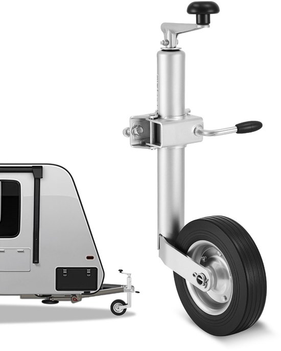 VEVOR Steunwiel, Draagvermogen tot 150 Kg, Neuswiel In Hoogte Verstelbaar van 550–780 mm, Aanhangerwiel, Aanhangersteun met enkel Wiel en Ergonomische Handgreep, Geschikt voor Aanhangers, Caravans en Boten