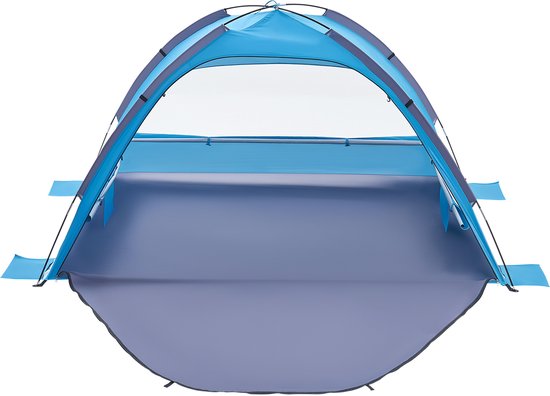 VEVOR strandtent/zonnescherm voor 3 personen, UPF 50+ bescherming, draagbare strandtent met draagtas en grondankers, lichtgewicht strandparasol voor kamperen, vissen, picknicken, zonnetent van Merkloos