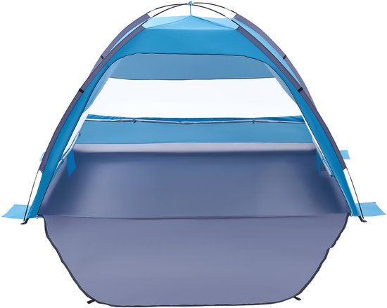 VEVOR strandtent/zonnescherm voor 4 personen, UPF 50+ bescherming, draagbare strandtent met draagtas en grondankers, lichtgewicht strandparasol voor kamperen, vissen, picknicken, zonnetent van Merkloos